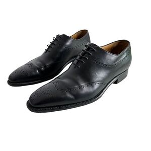 Goodyear Welted Mens Leather Wingtip Oxford Shoes Sz 9.5 Black Louis Boston